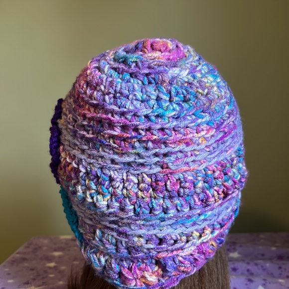Vibrant Multicolor crochet beanie medium soft colorful acrylic yarn new - Picture 5 of 10